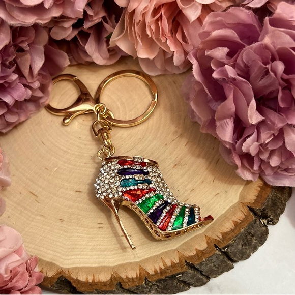 Multicolor 3D High Heel Crystal Shoe Keychain Charm - Picture 9 of 16